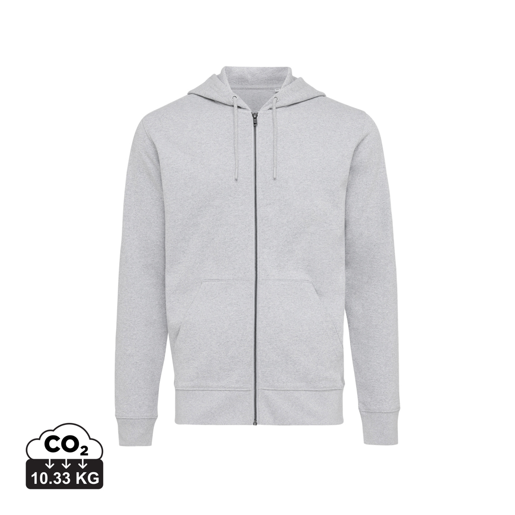 Sweat publicitaire à capuche unisexe coton recyclé Iqoniq Abisko heather grey